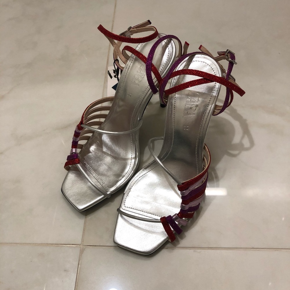 ZARA Blue Collection Glitter Heels